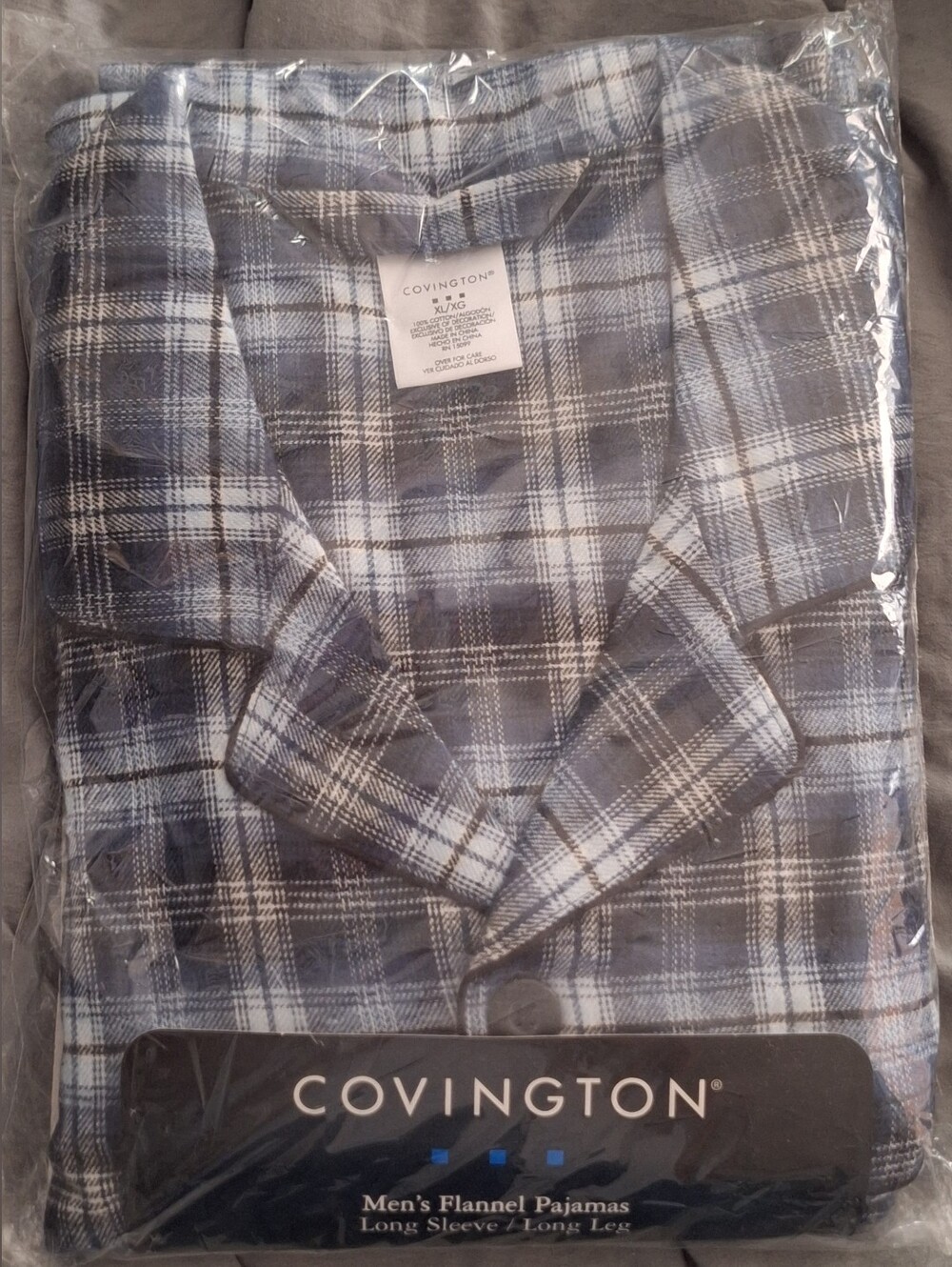 Covington Men’s Gray and Blue Plaid Flannel Shirt